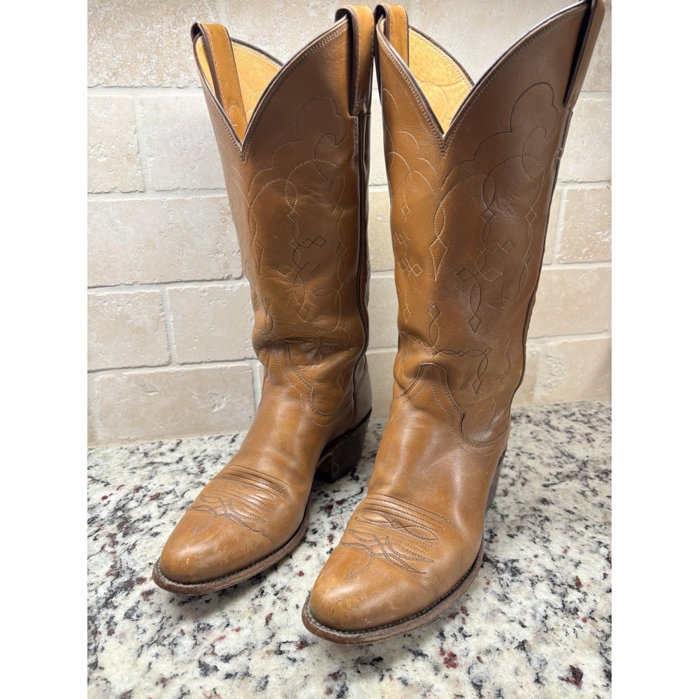 Vintage Justin Cognac Brown Leather Cowboy Boots Women's Size 6B
